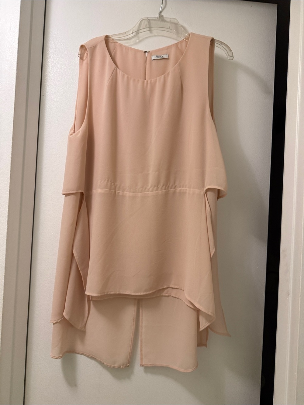 Liu Jo Blush Pink Layered Cold-Shoulder Blouse